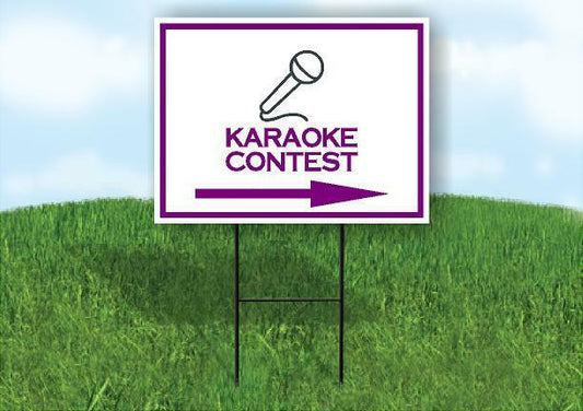 KARAOKE CONTEST PURPLE ARROW Yard Sign Road with Stand LAWN SIGN Single sided