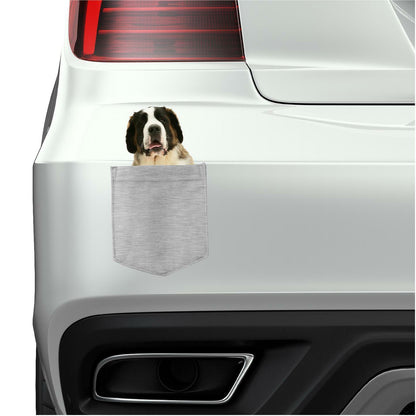 Saint Bernard Dog in pocket Fridge Car Magnet Bumper Sticker App size 4"x7"