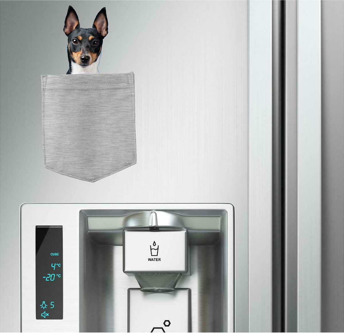 Toy Fox Terrier Dog in pocket Fridge Car Magnet Bumper Sticker App size 4"x7"