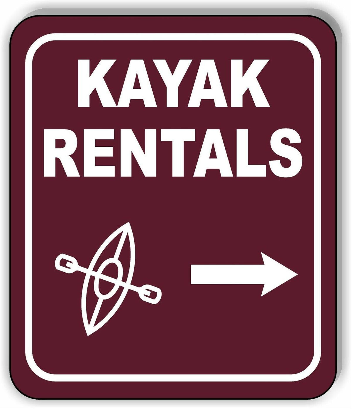 KAYAK RENTALS DIRECTIONAL RIGHT ARROW CAMPING Metal Aluminum composite sign