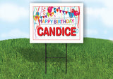 CANDICE HAPPY BIRTHDAY BALLOONS 18 in x 24 in Yard Sign Road Sign with Stand