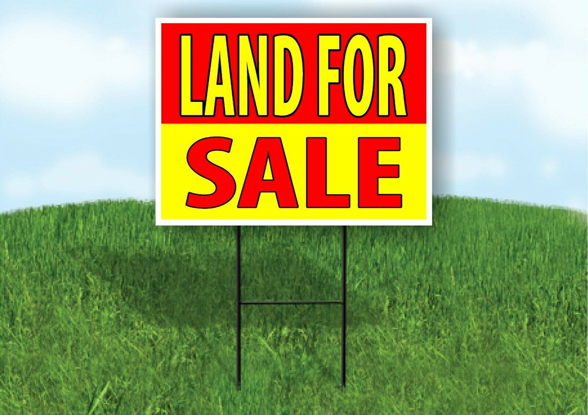 LAND FOR SALE RED YELLOW Plastic Yard Sign ROAD SIGN with Stand