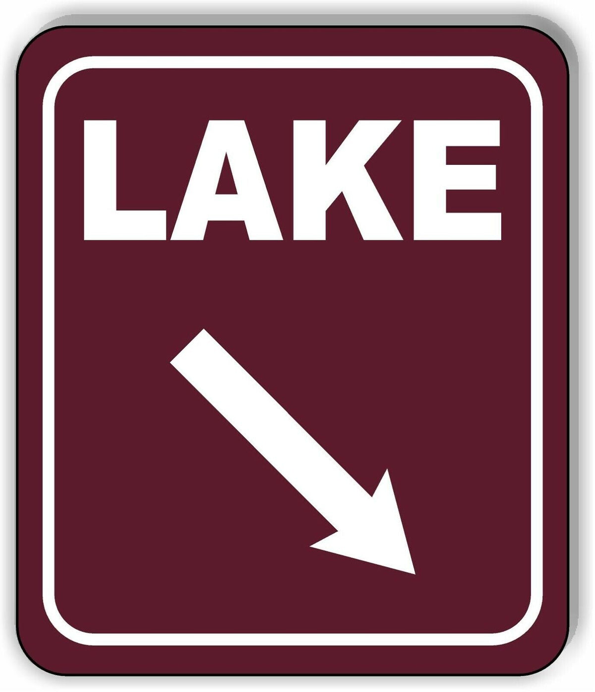 LAKE DIRECTIONAL 45 DEGREES DOWN RIGHT ARROW CAMPING Aluminum composite sign
