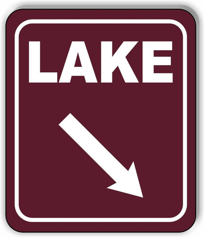 LAKE DIRECTIONAL 45 DEGREES DOWN RIGHT ARROW CAMPING Aluminum composite sign