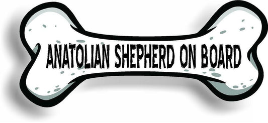 Dog on Board Anatolian Shepherd Bone Car Magnet Bumper Sticker 3"x7"