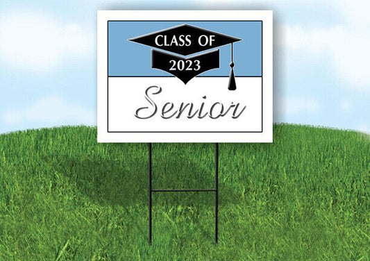 2023 SENIOR CAROLINA BLUE WHITE  18inx24in Yard Road Sign w/ Stand