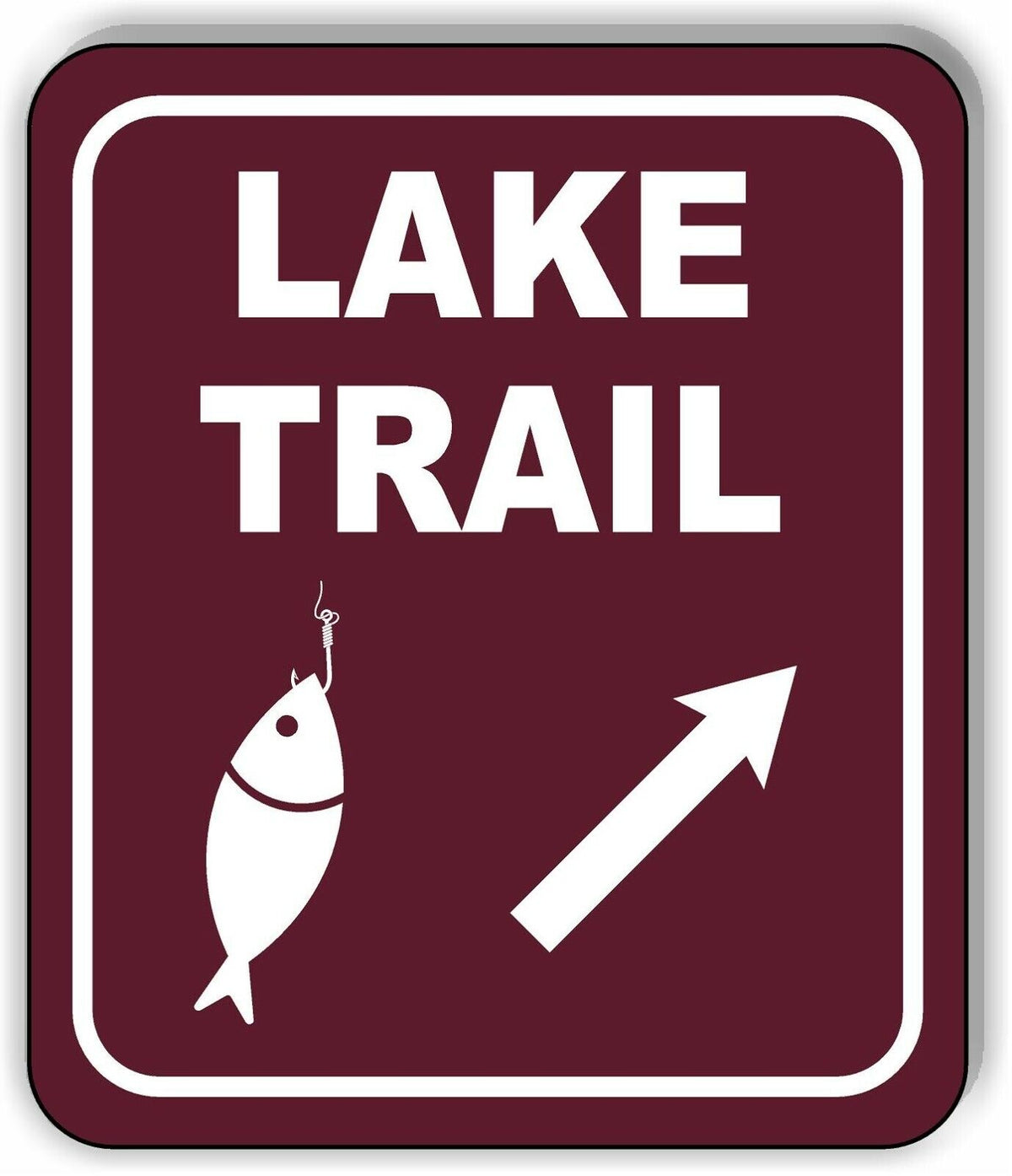 LAKE TRAIL DIRECTIONAL 45 DEGREES UP RIGHT ARROW Metal Aluminum composite sign
