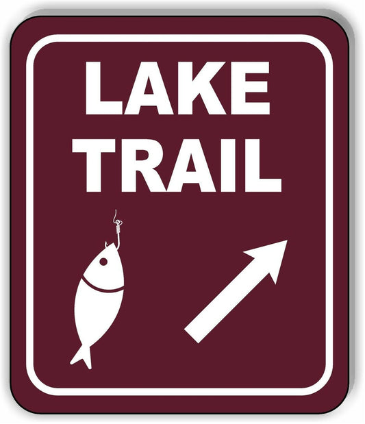LAKE TRAIL DIRECTIONAL 45 DEGREES UP RIGHT ARROW Metal Aluminum composite sign