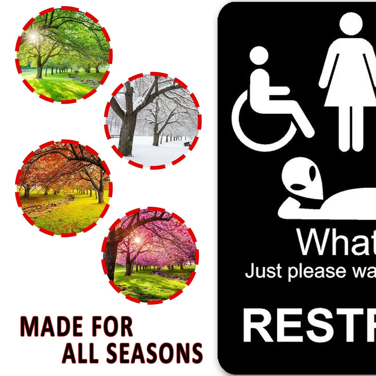 funny bathroom sign 8 1/2 X 10 RESTROOM SIGN Aluminum NEW An alien men women