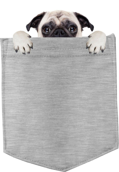 Pug Dog in pocket Fridge Car Magnet Bumper Sticker App size 4"x7"