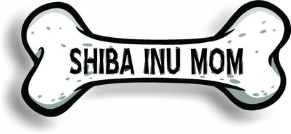 Dog Mom Shiba Inu Bone Car Magnet Bumper Sticker 3"x7"