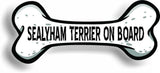 Dog on Board Sealyham Terrier Bone Car Magnet Bumper Sticker 3"x7"