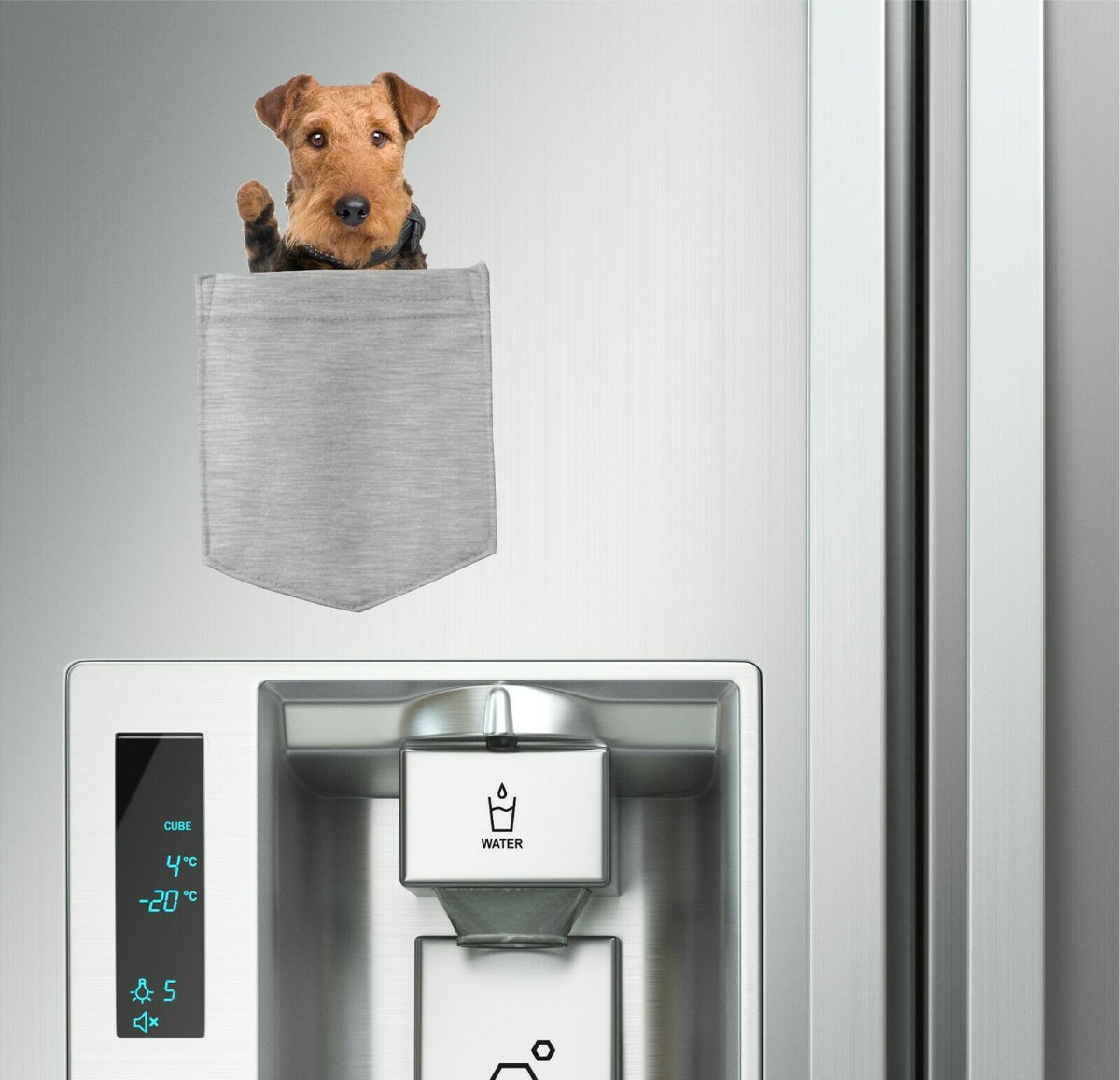 Airedale Terrier Dog in pocket Fridge Car Magnet Bumper Sticker App size 4"x7"