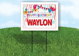 WAYLON HAPPY BIRTHDAY BALLOONS 18 in x 24 in Yard Sign Road Sign with Stand