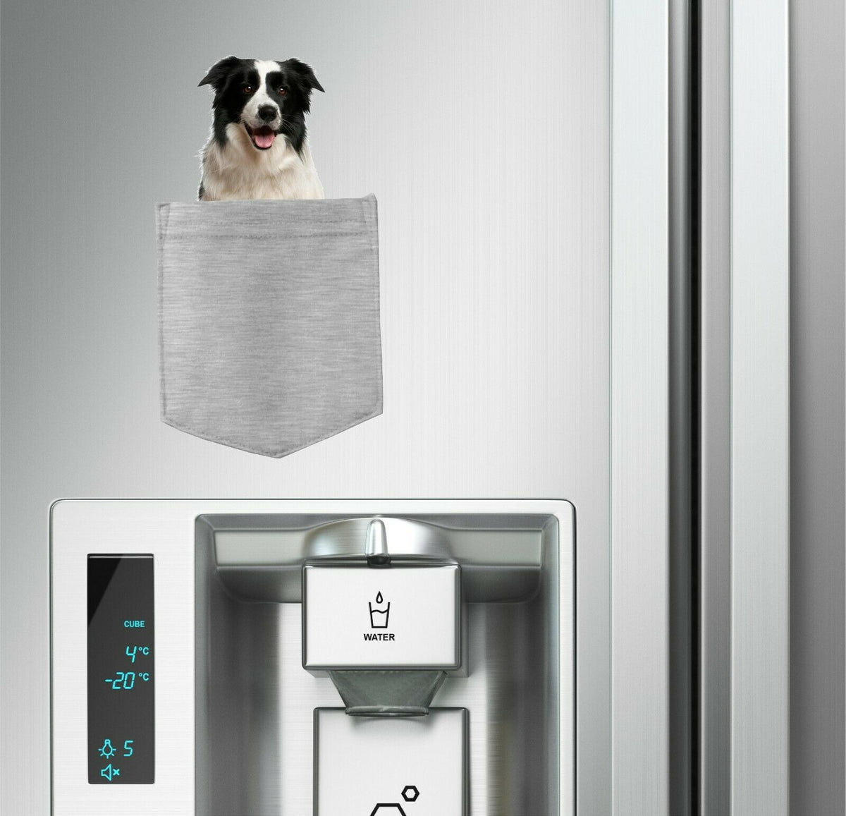 Border Collie in pocket Fridge Car Magnet Bumper Sticker App size 4"x7"