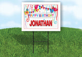 JONATHAN HAPPY BIRTHDAY BALLOONS 18 in x 24 in Yard Sign Road Sign with Stand