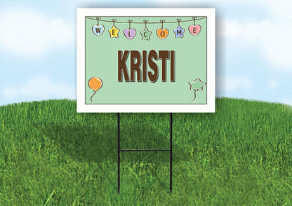 KRISTI WELCOME BABY GREEN  18 in x 24 in Yard Sign Road Sign with Stand