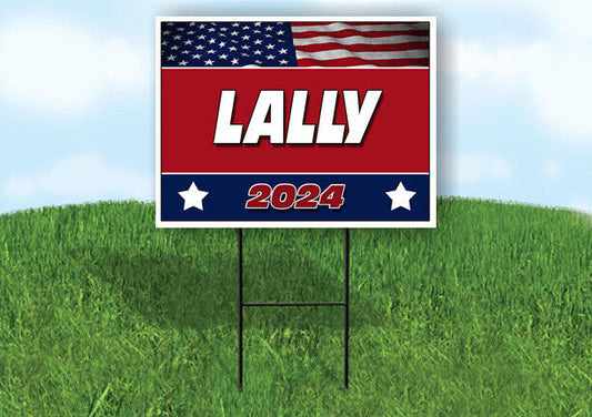 LALLY FLAG RED 2024 18inx24in Yard Road Sign w/ Stand