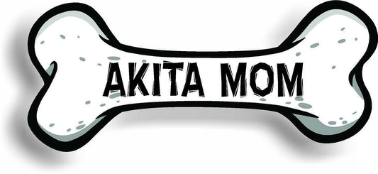 Dog Mom Akita Bone Car Magnet Bumper Sticker 3"x7"