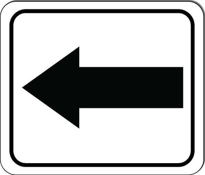 left arrow Black metal outdoor sign