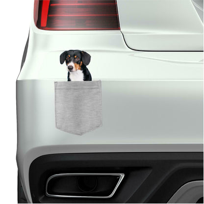 Entlebucher Sennenhund in pocket Fridge Car Magnet Bumper Sticker App size 4"x7"