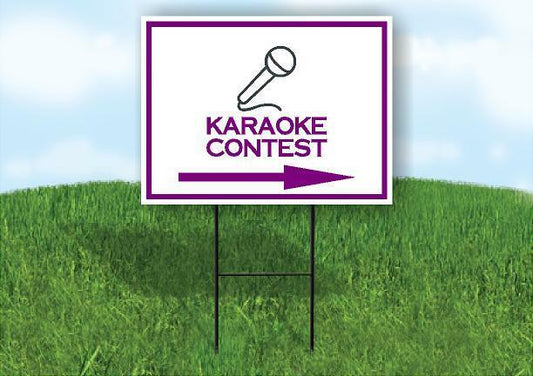 KARAOKE CONTEST PURPLE ARROW Yard Sign Road with Stand LAWN SIGN Single sided