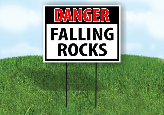 DANGER FALLING ROCKS OSHA Yard Sign Road with Stand LAWN SIGN