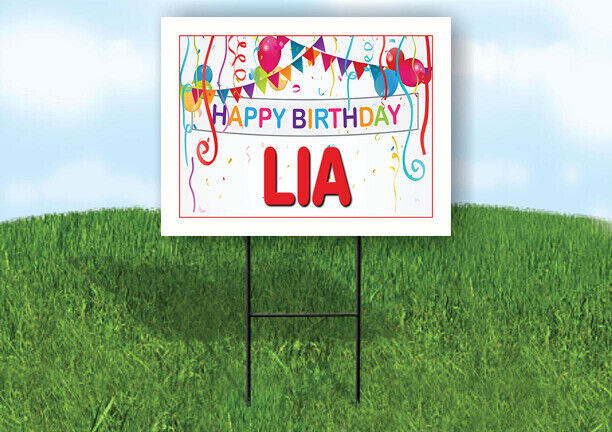 LIA HAPPY BIRTHDAY BALLOONS 18 in x 24 in Yard Sign Road Sign with Stand