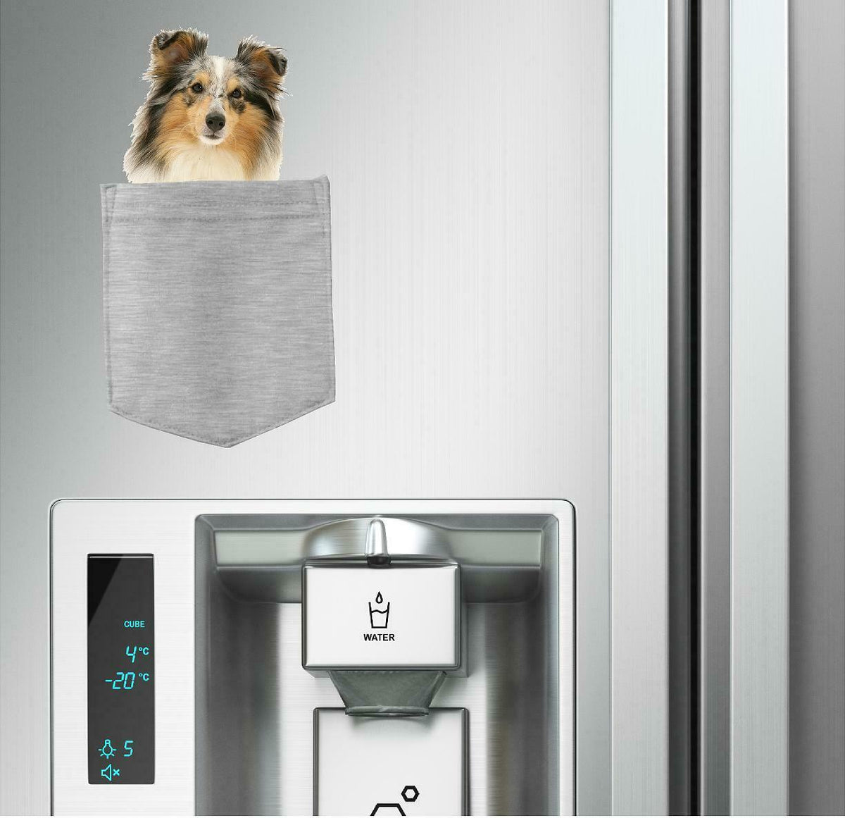 Shetland Sheepdog Dog in pocket Fridge Car Magnet Bumper Sticker App size 4"x7"