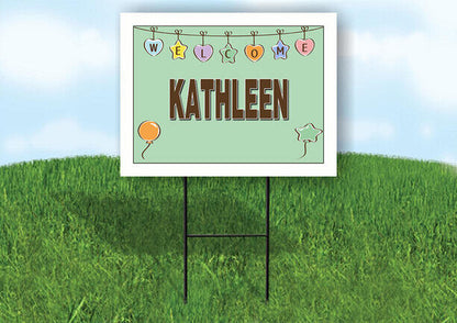 KATHLEEN WELCOME BABY GREEN  18 in x 24 in Yard Sign Road Sign with Stand