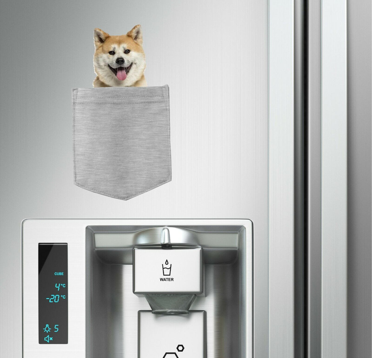 Akita Dog in pocket Fridge Car Magnet Bumper Sticker App size 4"x7"