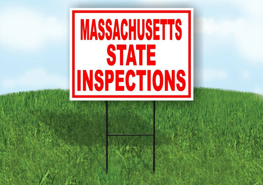 MASSACHUSETTS STATE INSPECTIONS RED WHITE Yard Sign Road with Stand LAWN SIGN