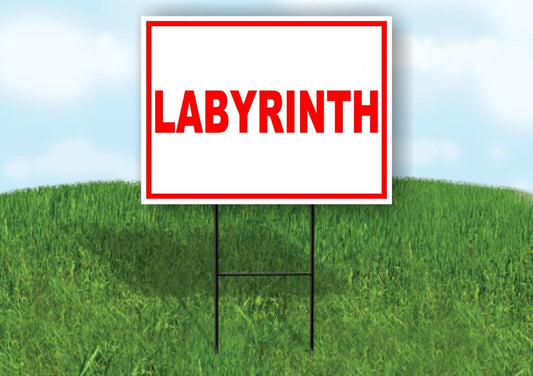 LABYRINTH RED WHITE Yard Sign Road with Stand LAWN SIGN