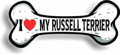 I Love My Russell Terrier Car Magnet Bumper Sticker 3"x7"