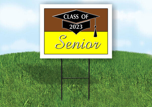 2023 SENIOR BROWN YELLOW  18inx24in Yard Road Sign w/ Stand