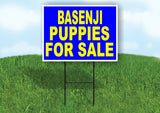Basenji PUPPIES FOR SALE YELLOW BLUE Yard Sign Road with Stand LAWN SIGN