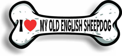 I Love My Old English Sheepdog Car Magnet Bumper Sticker 3"x7"