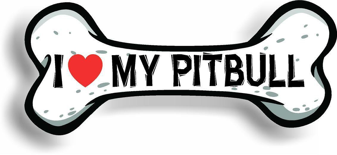 I Love My Pitbull Car Magnet Bumper Sticker 3"x7"