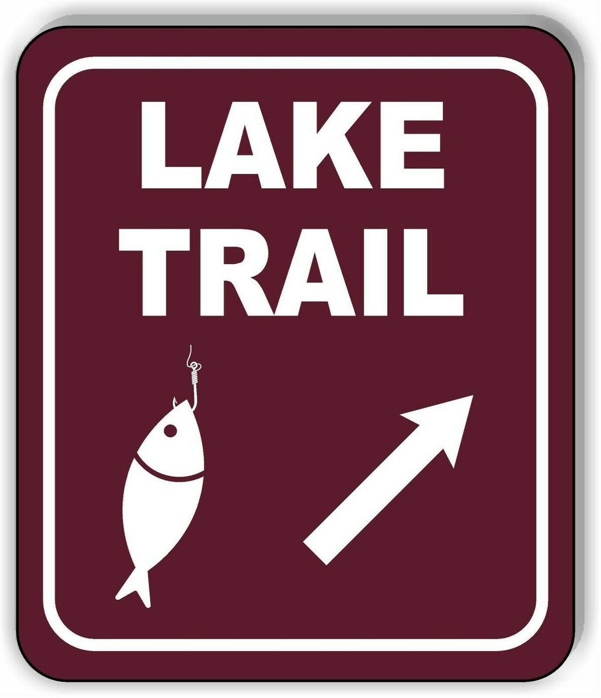LAKE TRAIL DIRECTIONAL 45 DEGREES UP RIGHT ARROW Metal Aluminum composite sign