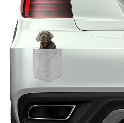 Neopolitan Mastiff Dog in pocket Fridge Car Magnet Bumper Sticker App size 4"x7"