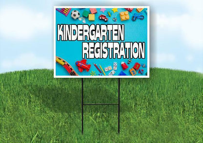 KINDERGARTEN REGISRATION BLUE BACKGROUND Yard Sign Road with Stand LAWN SIGN