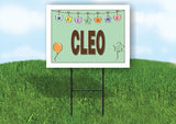 CLEO WELCOME BABY GREEN  18 in x 24 in Yard Sign Road Sign with Stand