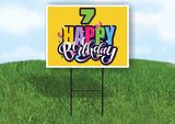 7 AGE HAPPY BIRTHDAY YELLOW 18inx24in Yard Road Sign w/ Stand