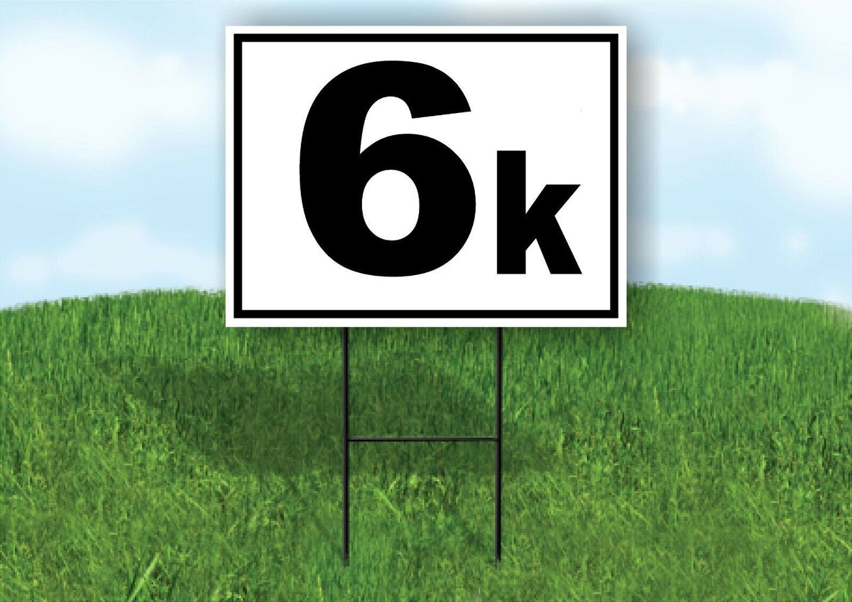 KILOMETER 6 K DISTANCE MARKER  RUNNING RACE BLACK Yard Sign with Stand LAWN SIGN