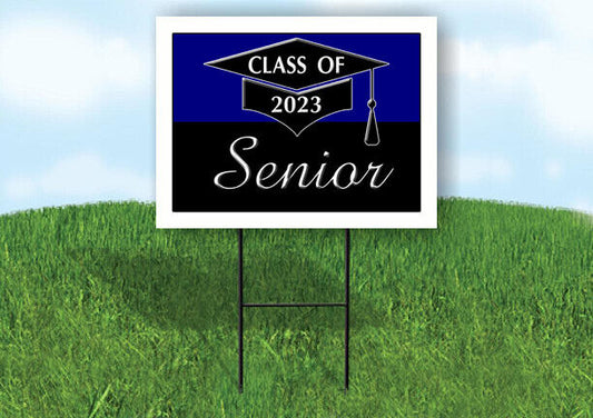 2023 SENIOR BLUE BLACK  18inx24in Yard Road Sign w/ Stand