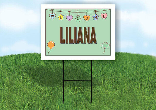 LILIANA WELCOME BABY GREEN  18 in x 24 in Yard Sign Road Sign with Stand