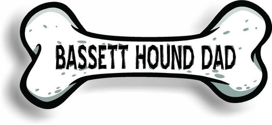 Dog Dad Bassett Hound Dog Bone Car Magnet Bumper Sticker 3"x7"