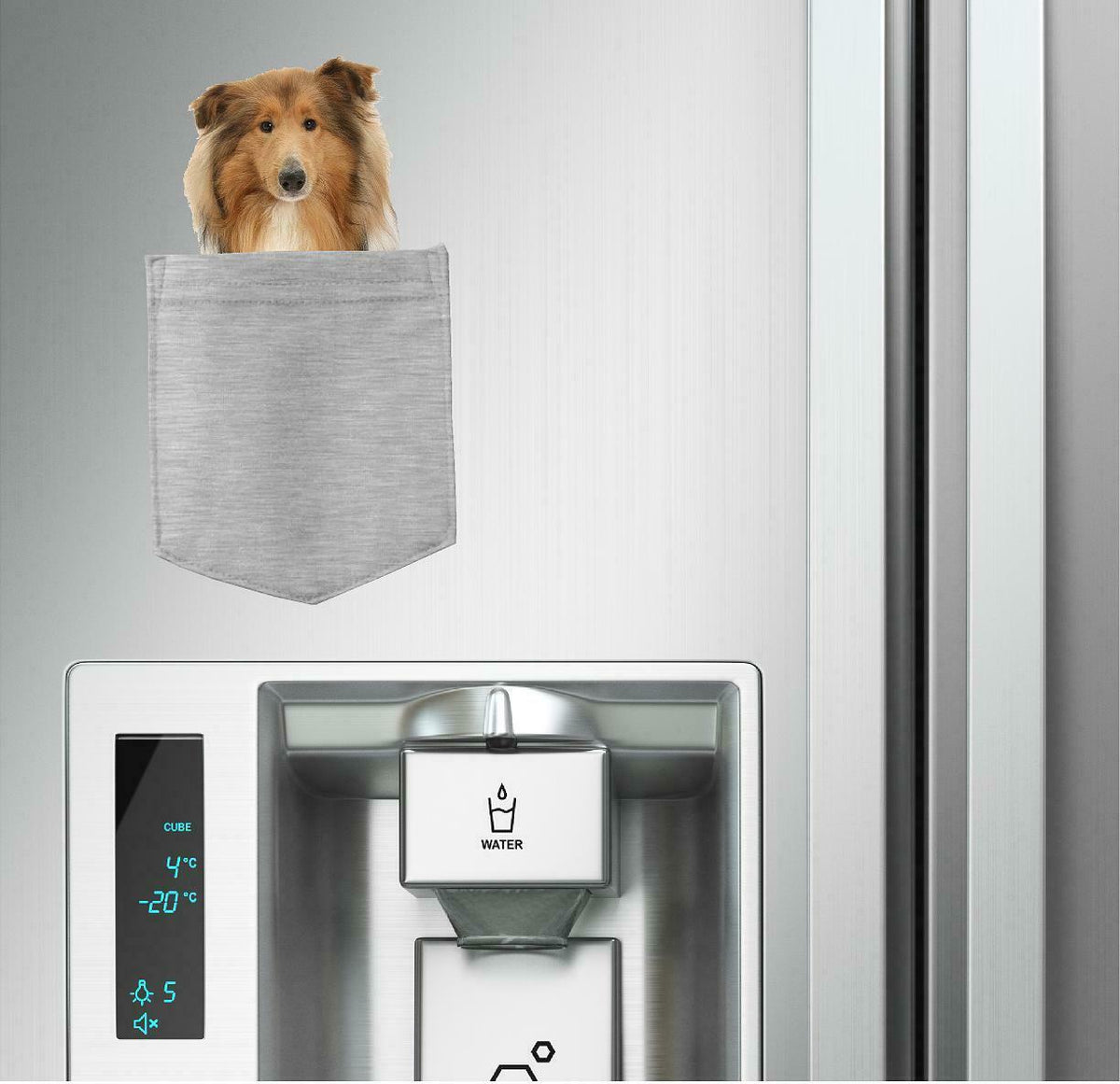 Collie Dog in pocket Fridge Car Magnet Bumper Sticker App size 4"x7"