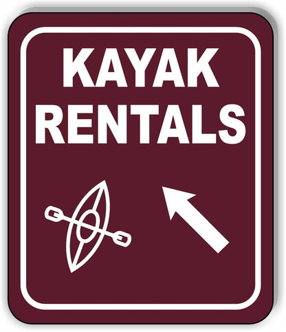 KAYAK RENTALS DIRECTIONAL 45 DEGREES UP LEFT ARROW Metal Aluminum composite sign
