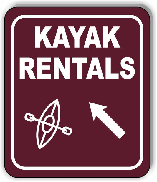 KAYAK RENTALS DIRECTIONAL 45 DEGREES UP LEFT ARROW Metal Aluminum composite sign